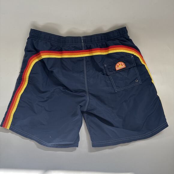 Sundek Lined Swim Trunks Shorts Boardshorts Rainbow Stripes XXXL Navy‎ Blue Surf - Picture 4 of 10